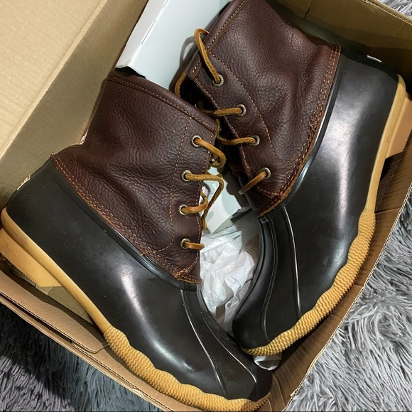 Sperry Tan Dark Brow Saltwater Duck Booties - Picture 5 of 8